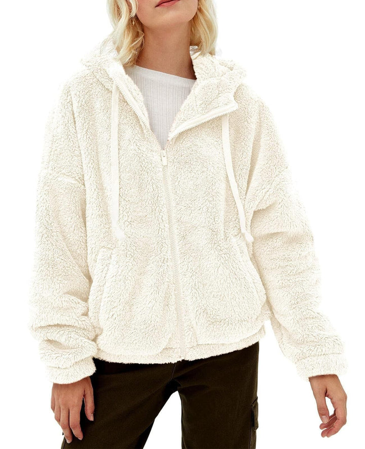 Damen Fleecejacke mit kuscheligem Innenfutter und praktischem Kapuzen-Design W&W Mode