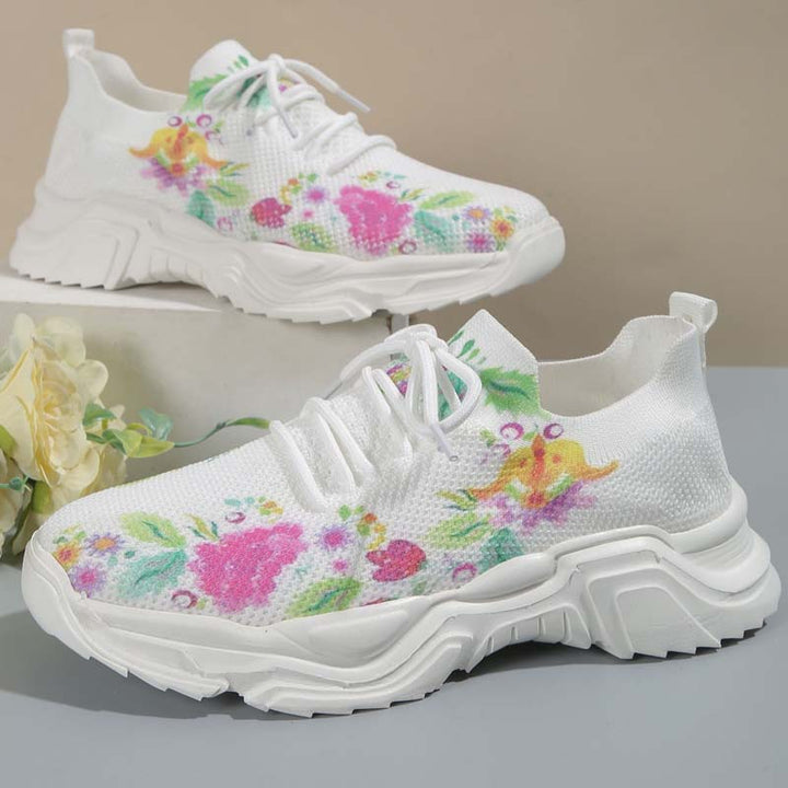 W&W Mode | Breite Sneaker Mit Blumenmuster Für Damen