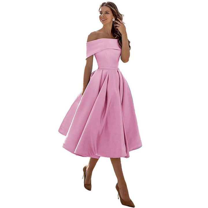 W&W Mode | Vielseitiges Trägerloses Satin-Kleid Für Partys