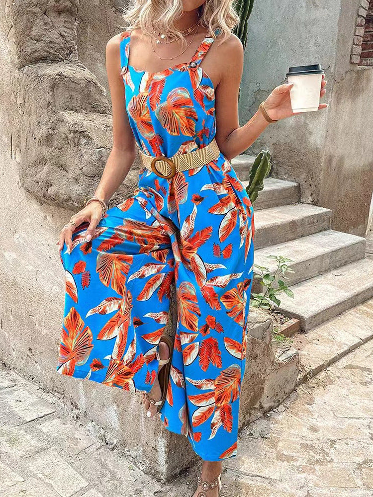 Damen Jumpsuit mit festlichem Blätterdesign W&W Mode