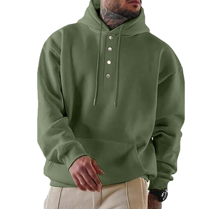 Herren Kapuzenpullover mit Knopfleiste und lässigem Schnitt W&W Mode