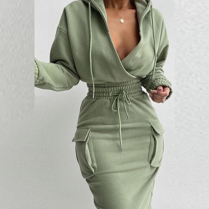 Damen Kapuzenkleid mit lässigem Schnitt und praktischen Taschen W&W Mode