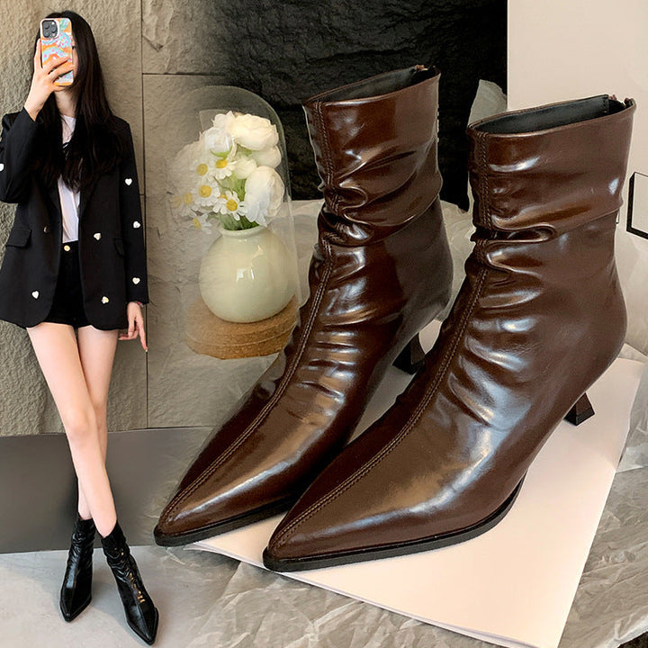Damen elegante Stiefeletten mit spitzem Zehenbereich und lässigem Schlupfdesign W&W Mode