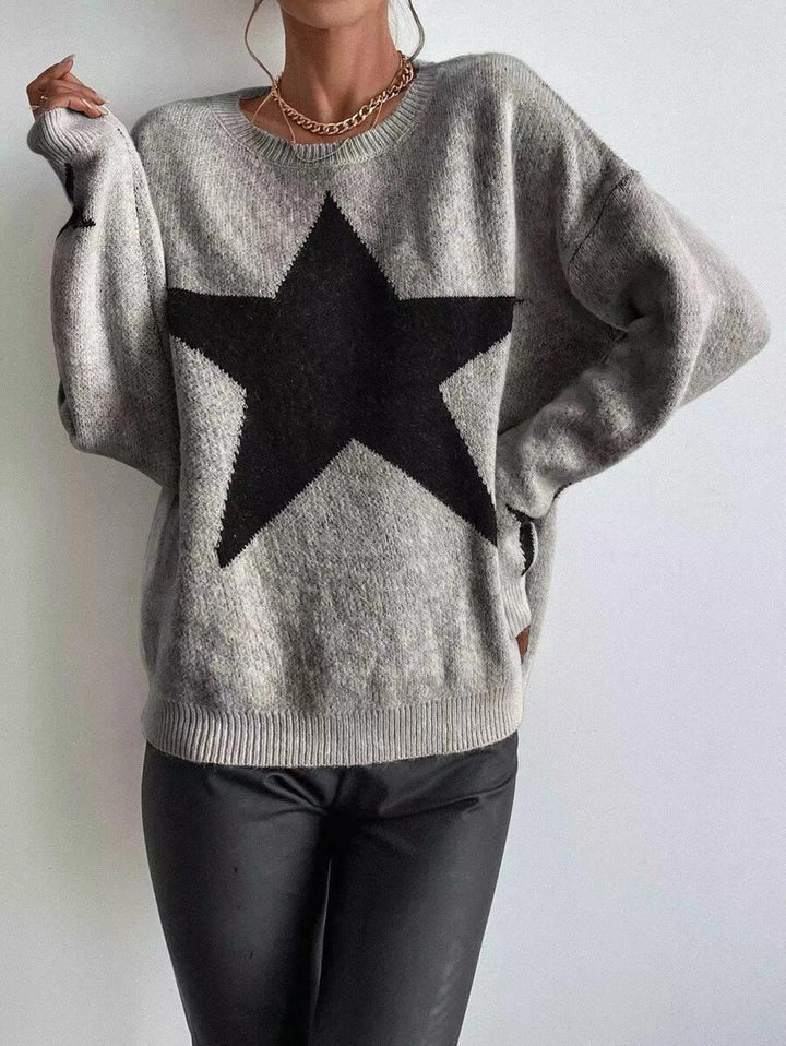 W&W Mode Big Stars Pullover Rundhals Sweatshirt