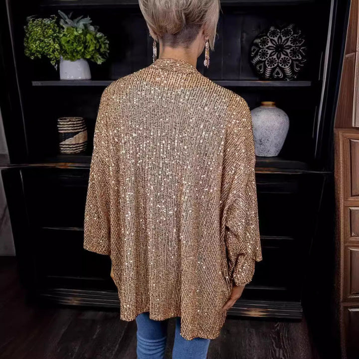 Damen Cardigan mit offener Front, feinem Strickmuster und fließender Passform