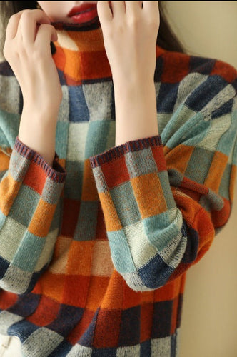 W&W Mode - Eleganter Print Rollkragenpullover