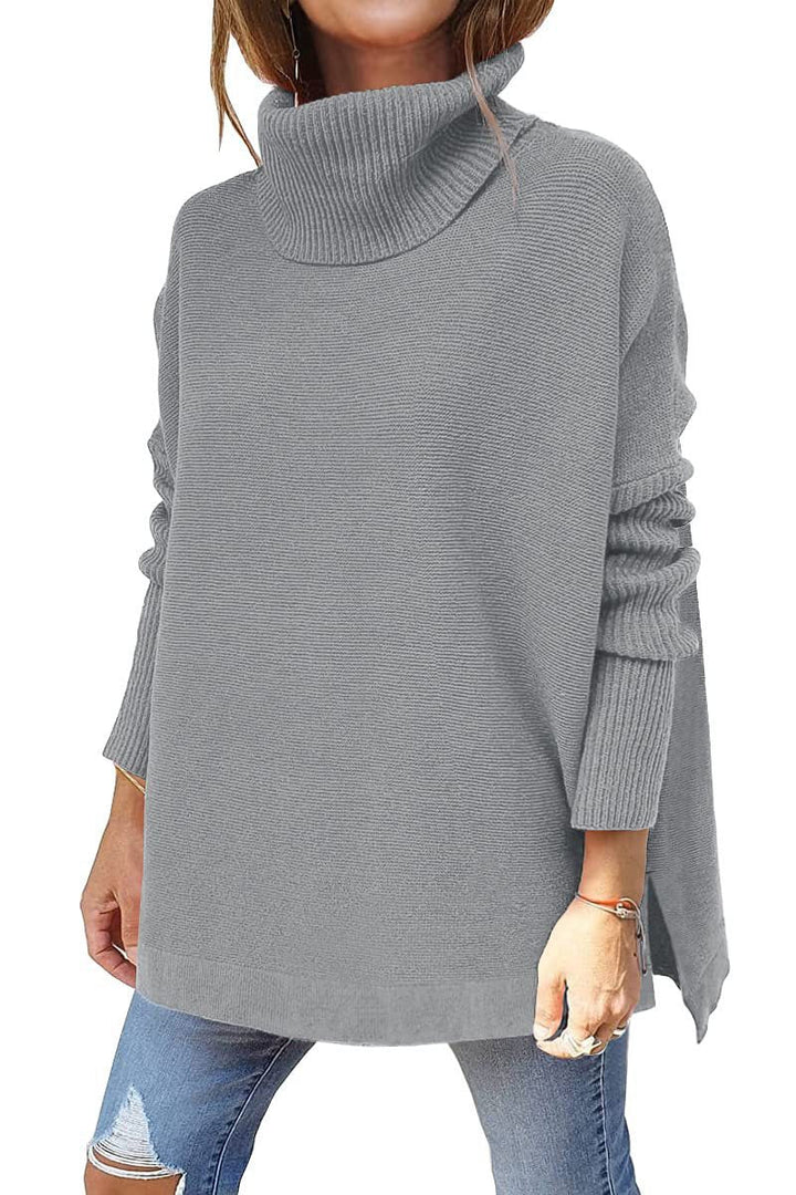 Damen Großer Rollkragenpullover mit strukturiertem Strickmuster und lässigem Schnitt W&W Mode