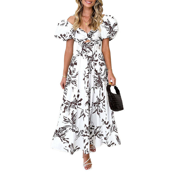 Damen Maxikleid mit voluminösen Puffärmeln und floralem Design W&W Mode