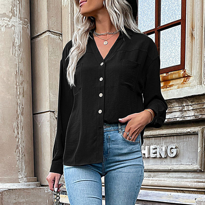 Damen Bluse mit lässigem Schnitt und dekorativen Knopfdetails W&W Mode