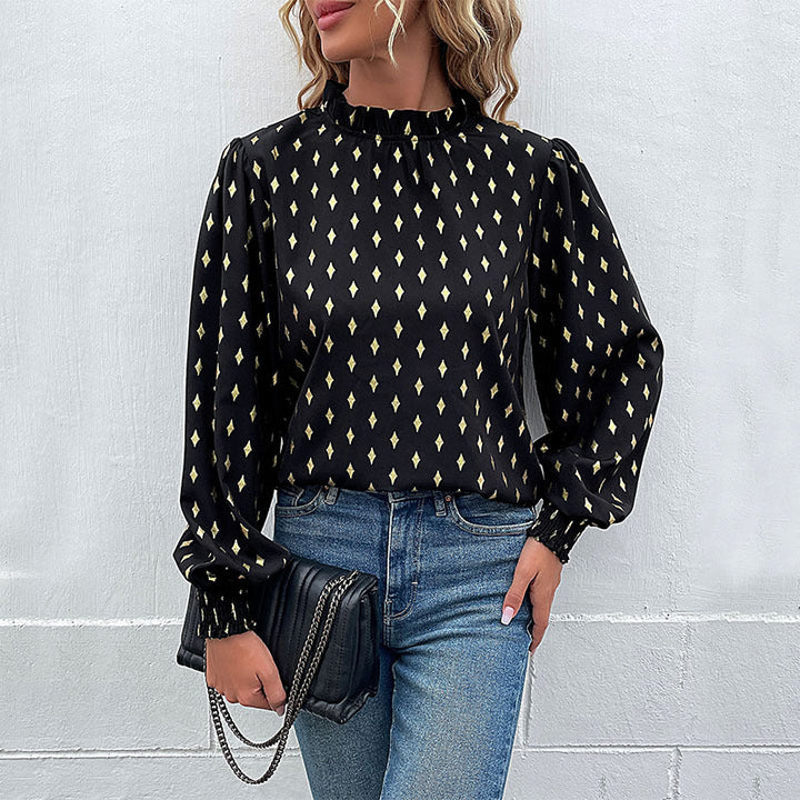 Damen Bluse mit elegantem Kragen und modischem Muster W&W Mode