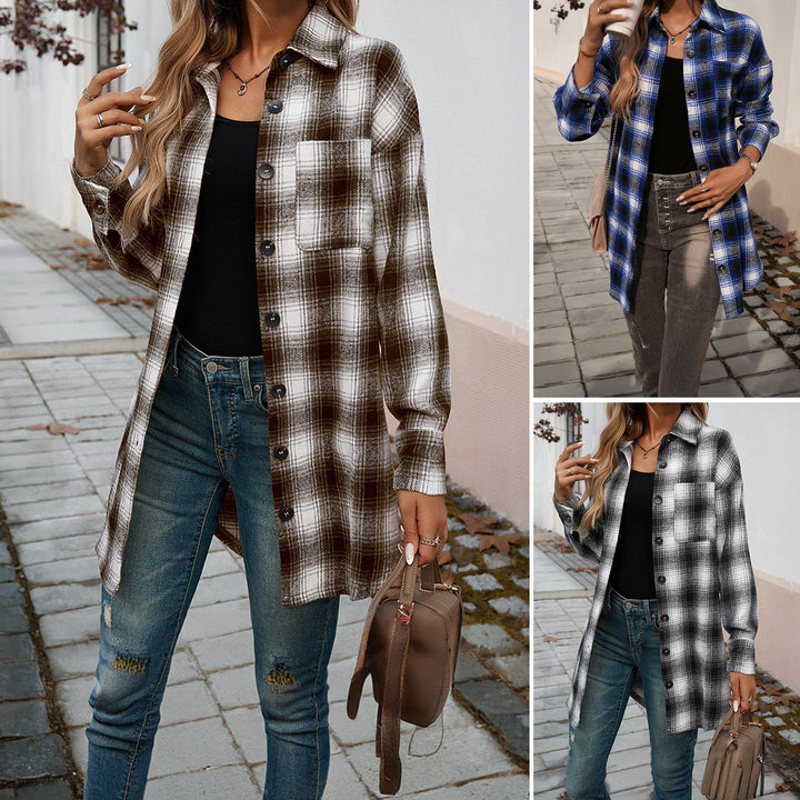 Damen Karierte Overshirt mit lässiger Passform und modernen Details W&W Mode