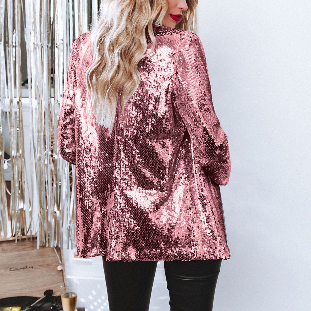 Damen eleganter Paillettenblazer mit schimmerndem Finish W&W Mode