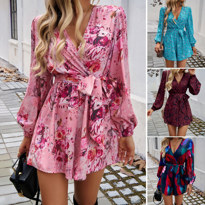 Damen Wickelkleid mit verspieltem Blumendesign und eleganten Puffärmeln W&W Mode