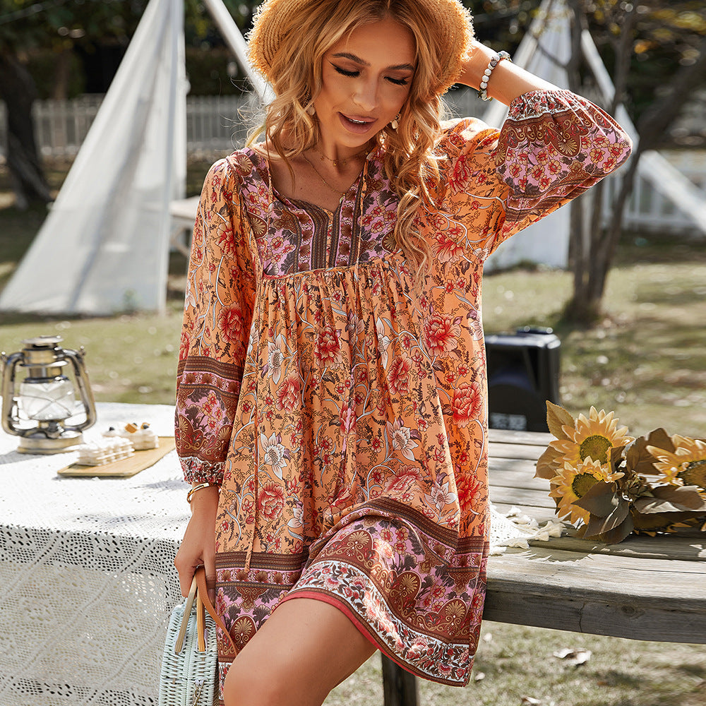 Damen Freizeitkleid mit floralem Design und lockerer Passform W&W Mode