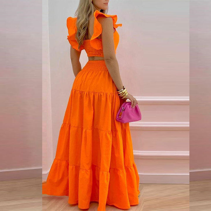 Damen Zweiteiliges Sommer-Outfit mit Volants W&W Mode