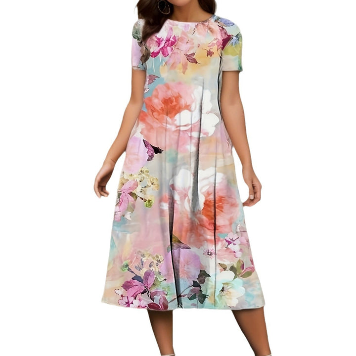 W&W Mode | Floraler Print Frühling Sommer Kurzarmkleid