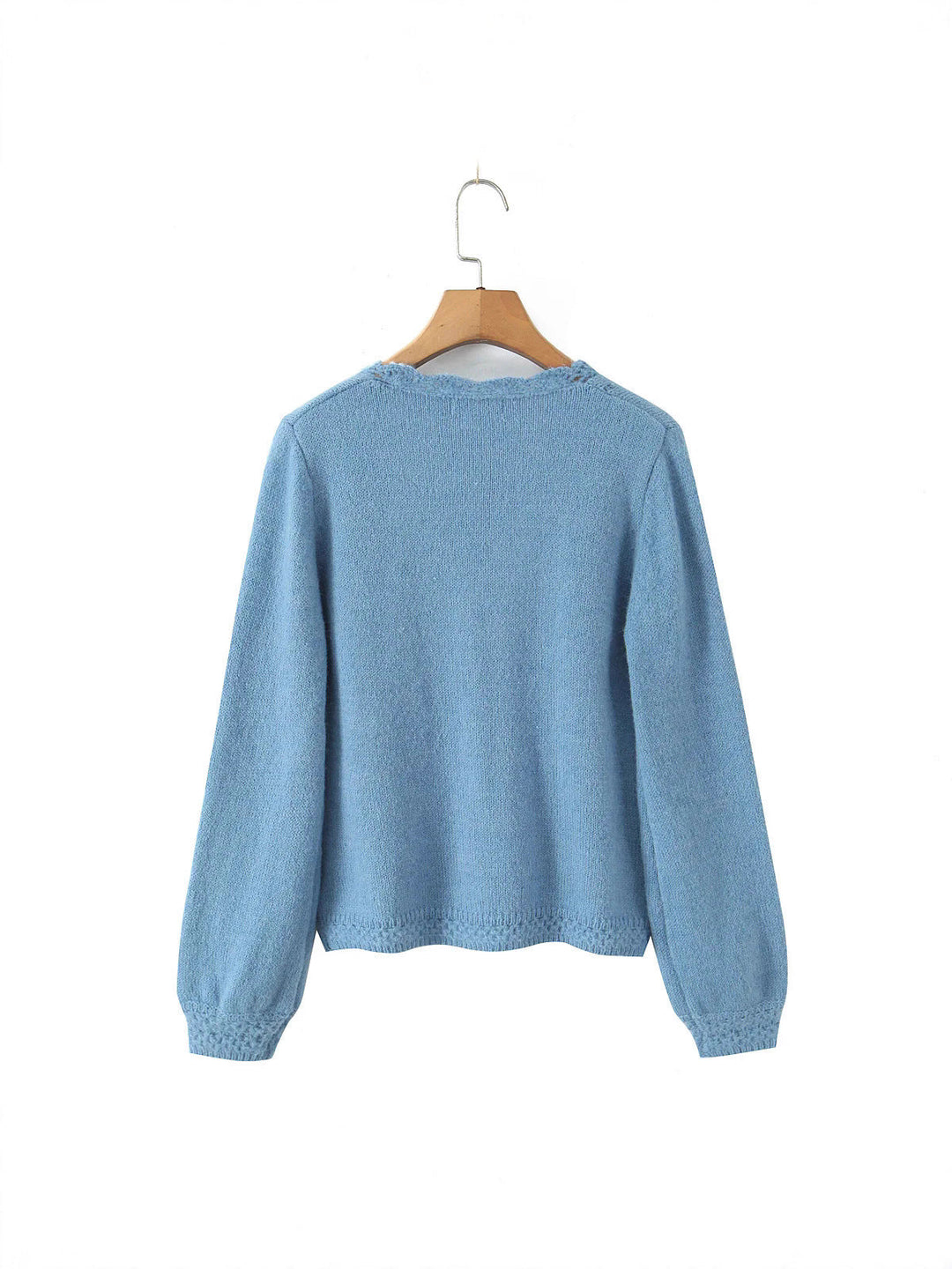 Damen elegante Strickjacke mit tiefem V-Ausschnitt und zarten Knöpfen W&W Mode