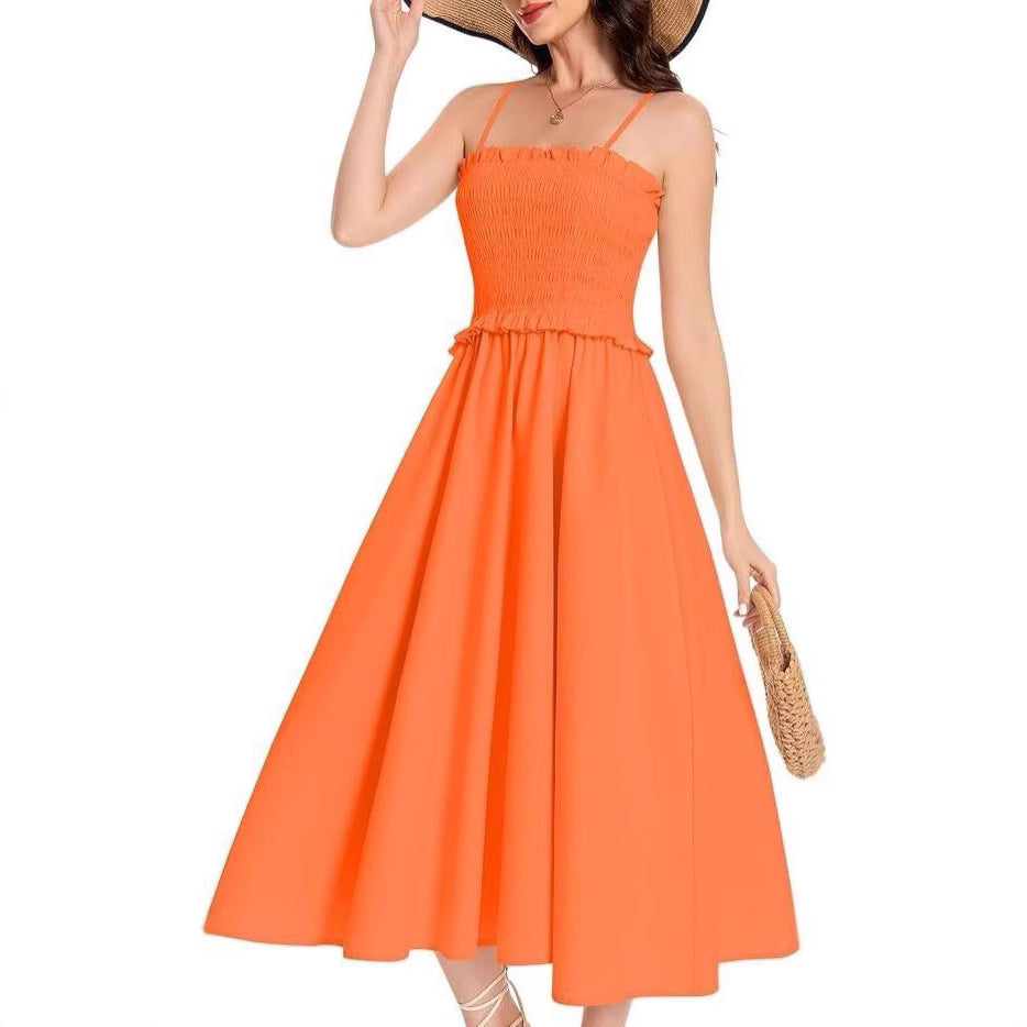 Damen elastisches Maxikleid mit Rüschendetails und geschmeidigem Material W&W Mode