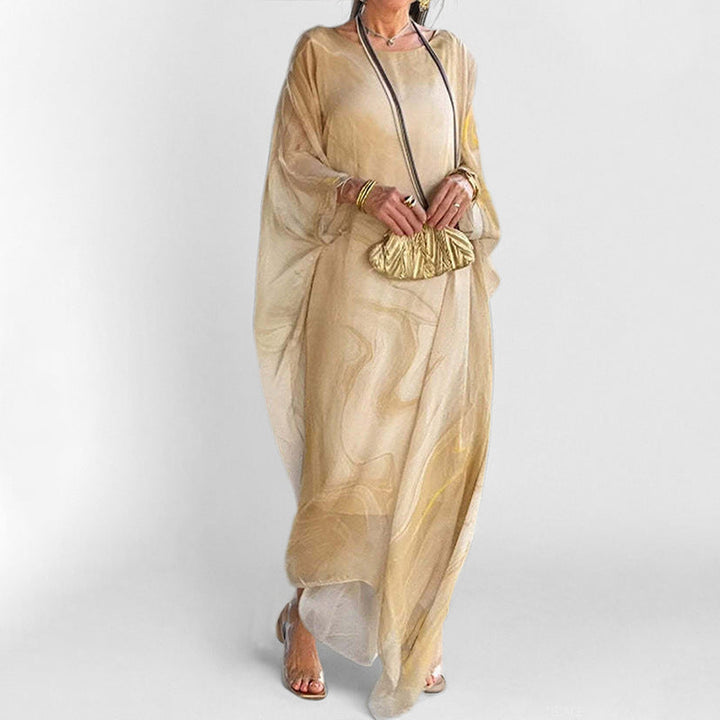 Damen Maxikleid mit elegantem Wasserfarbenmuster und weitem Schnitt W&W Mode