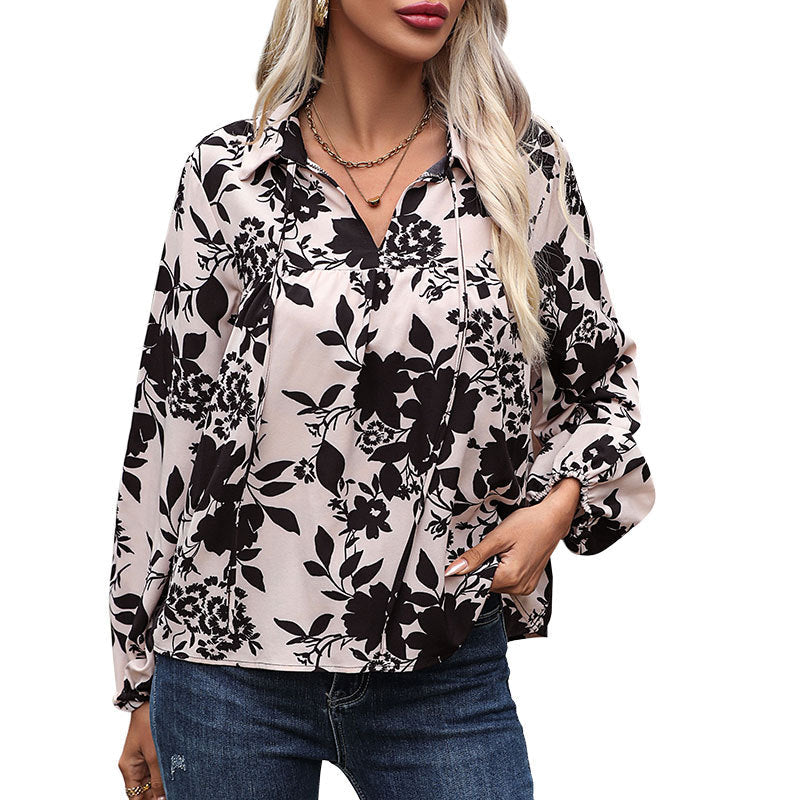 Damen Bluse mit eleganten Rüschendetails und verspieltem Blumenmuster W&W Mode