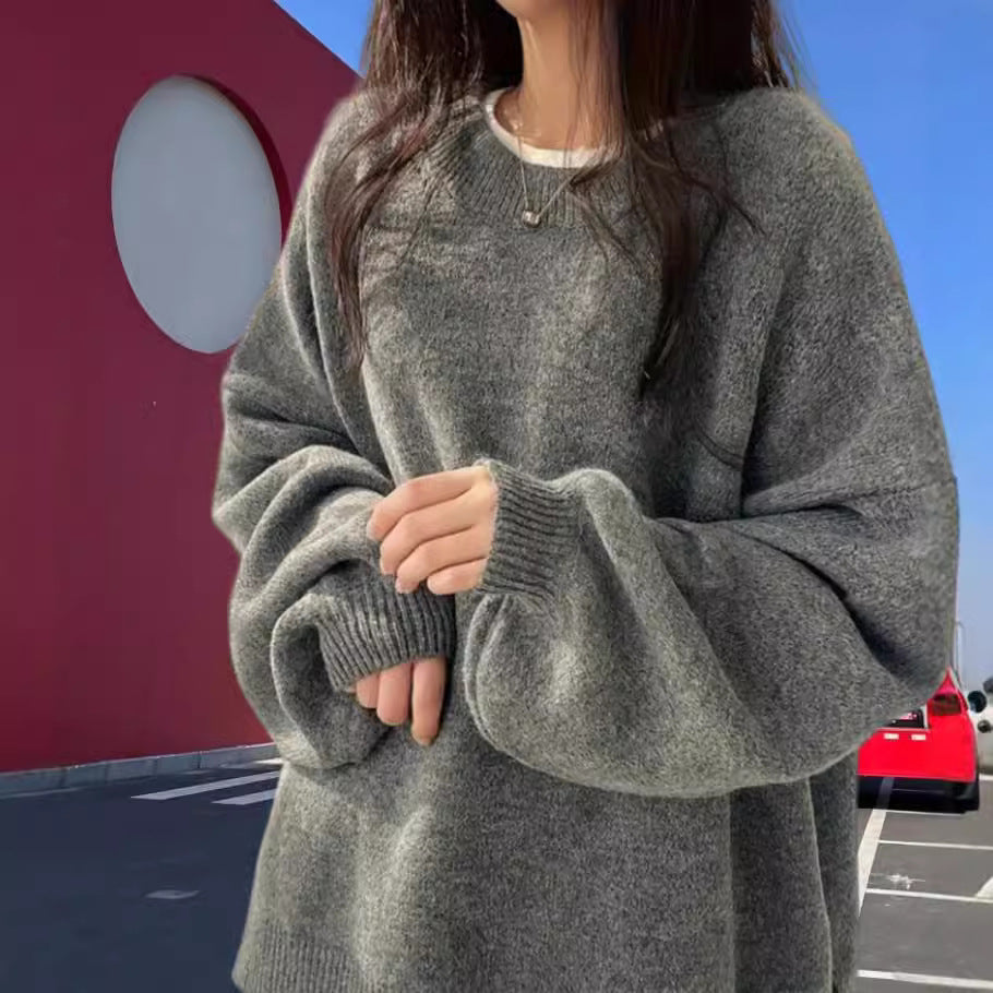 Damen Oversized Strickpullover mit eleganten Puffärmeln und modernem Design W&W Mode
