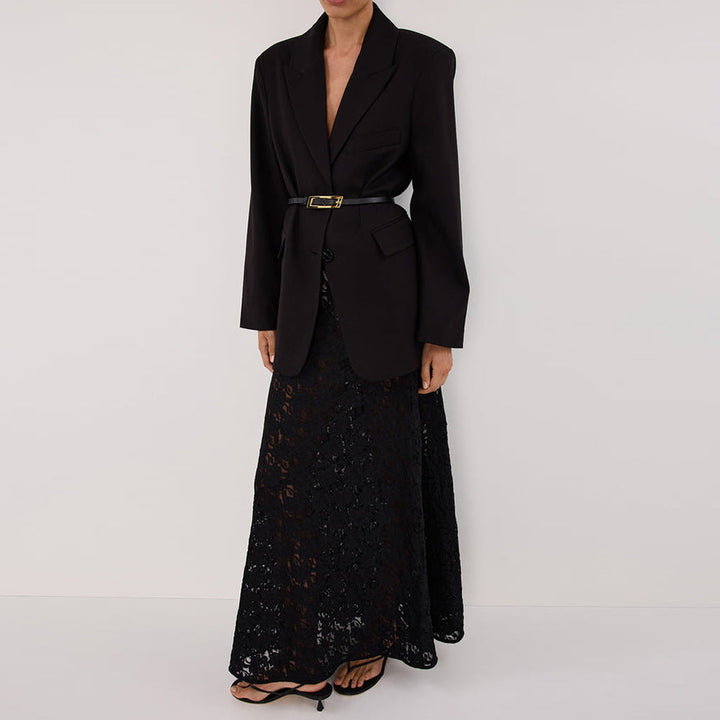 Damen Eleganter bodenlanger Spitzenrock W&W Mode