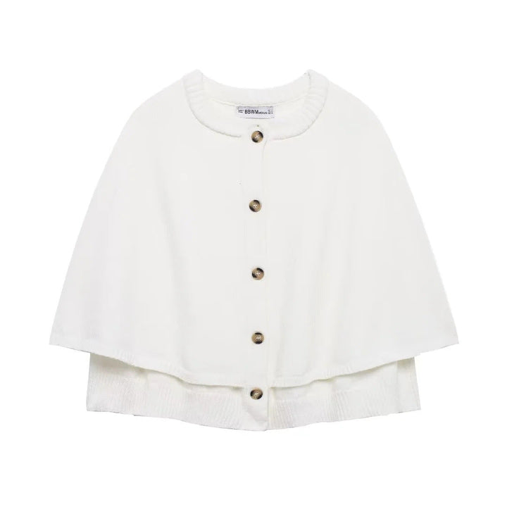 Damen weiches Strick-Cape mit Knöpfen W&W Mode