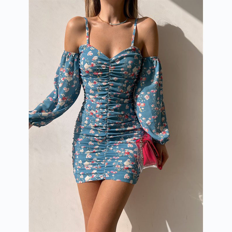 Damen Minikleid mit schulterfreiem Design und voluminösen Ärmeln W&W Mode
