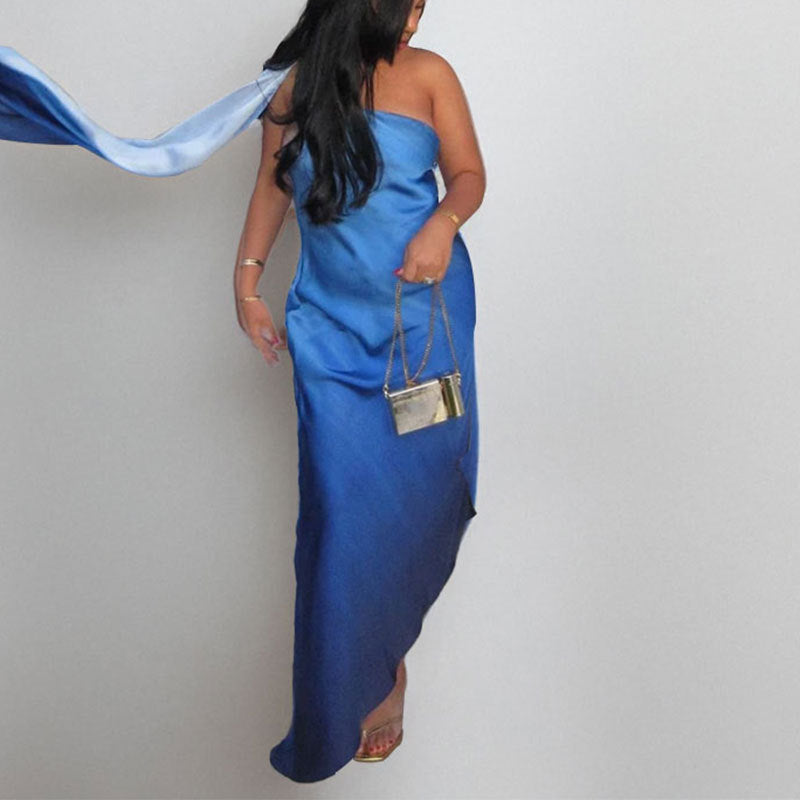 Damen Maxikleid mit elegantem schulterfreiem Design und seitlichem Schlitz W&W Mode