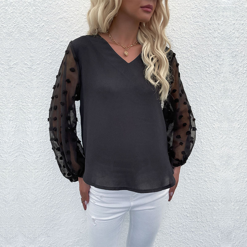 Damen Bluse mit eleganten Puffärmeln und strukturiertem Obermaterial W&W Mode