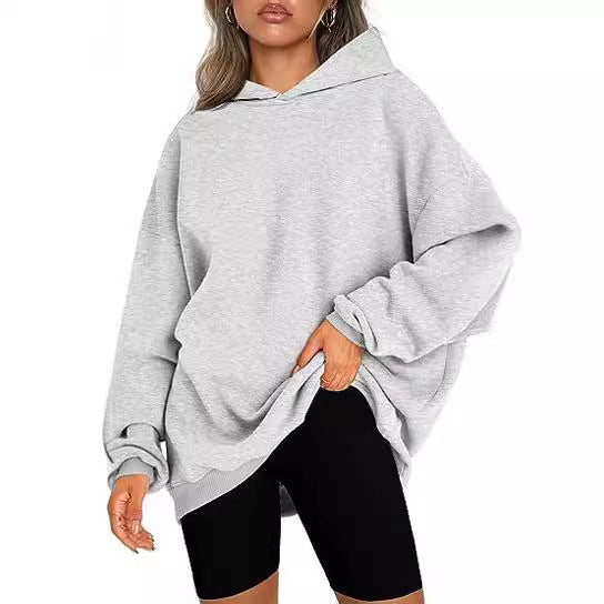 Damen oversized Kapuzenpullover mit seitlichen Schlitzen W&W Mode