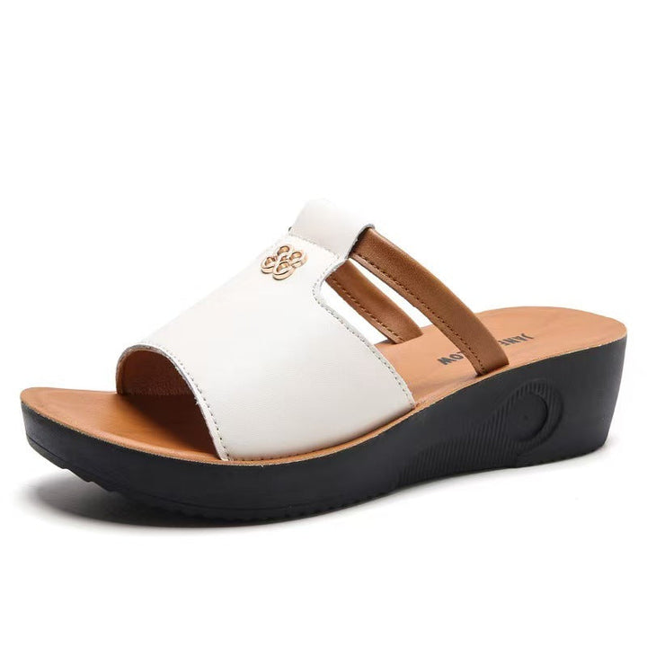 W&W Mode - Sandalen zum Hineinschlüpfen mit offener Spitze | Stilvolle Keilsandalen bequeme Damen