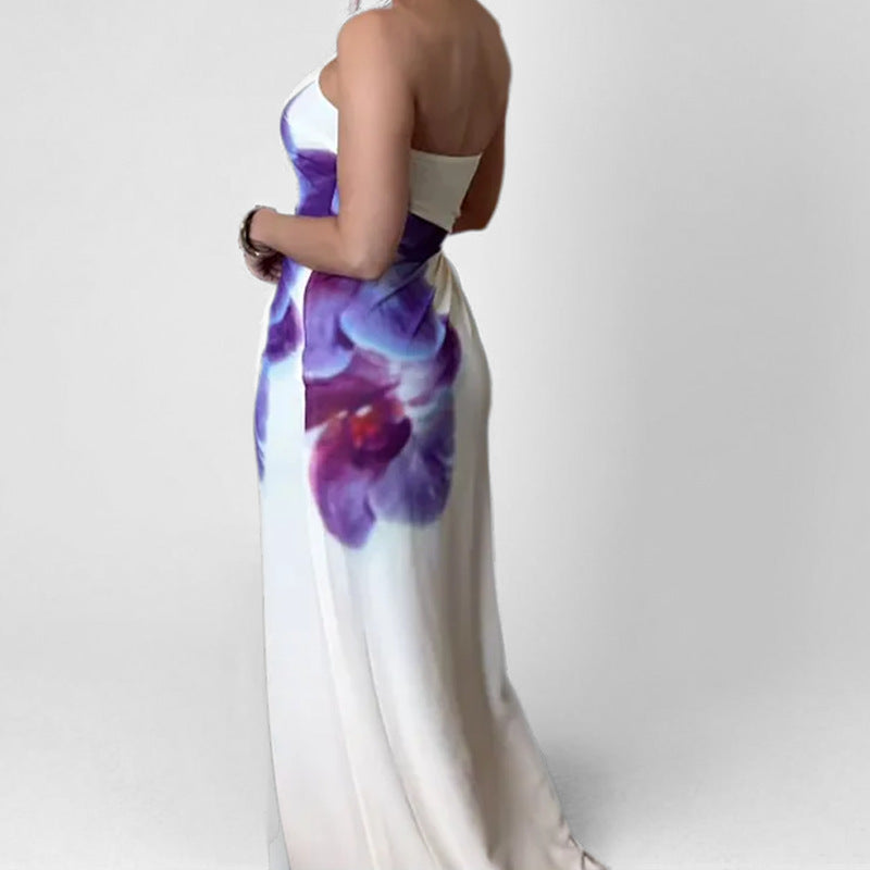 Damen Strapless Maxikleid mit floralem Druck und figurbetontem Schnitt W&W Mode
