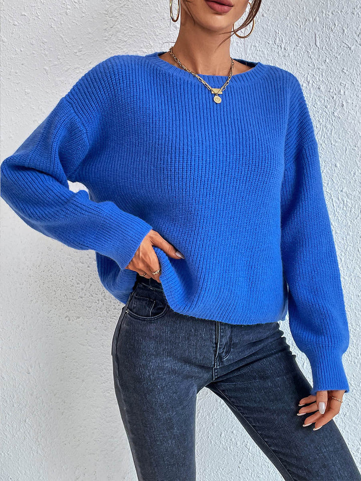 Damen lässiger Strickpullover mit lockerer Passform und eleganten Rippdetails W&W Mode
