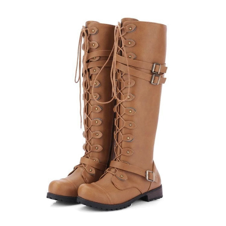 Retro Schnürstiefel mit Schnalle