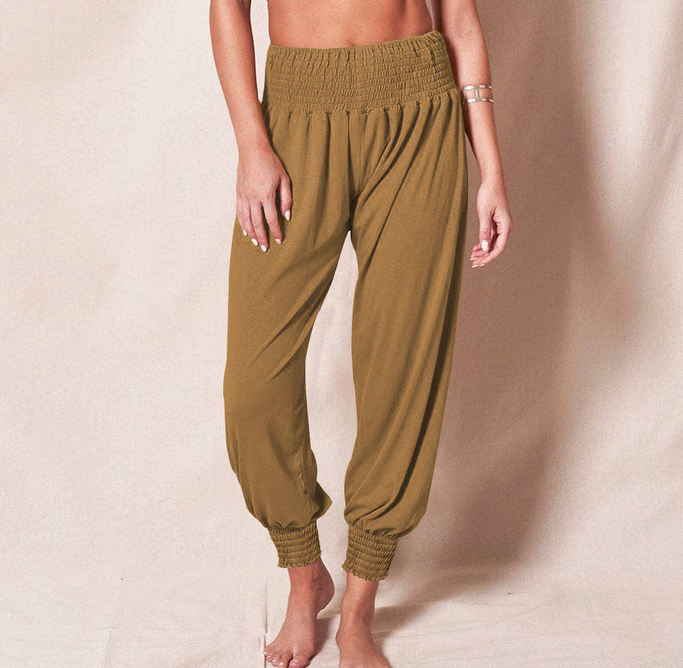 Damen luftige Freizeithose mit elastischem Bund und schmalem Beinabschluss W&W Mode
