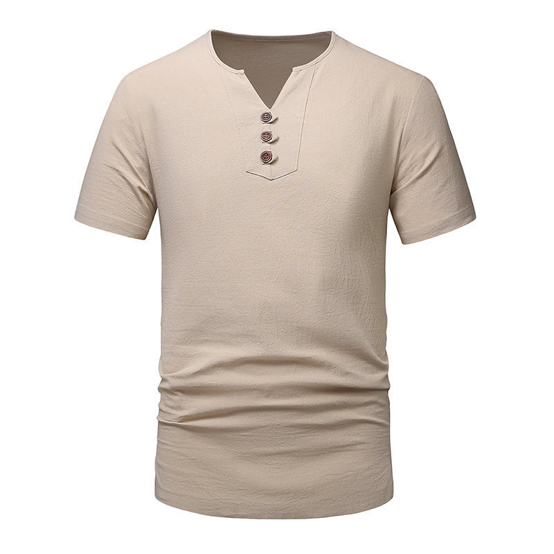 Herren Klassisches Lässiges Henley T-Shirt W&W Mode