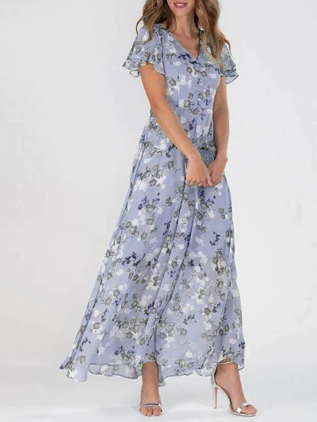 W&W Mode | Elegante Blumen Chiffon Kleid
