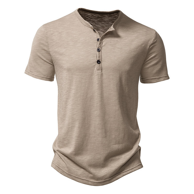 Herren Relaxed Fit Kurzarm Henley-Shirt W&W Mode