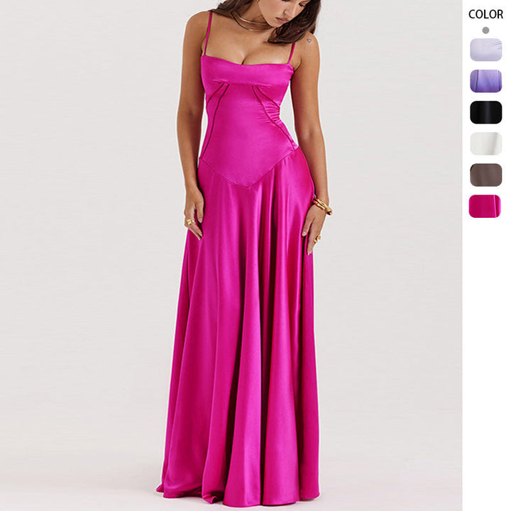 Damen Abendkleid mit figurbetontem Schnitt und elegantem Satin-Finish W&W Mode
