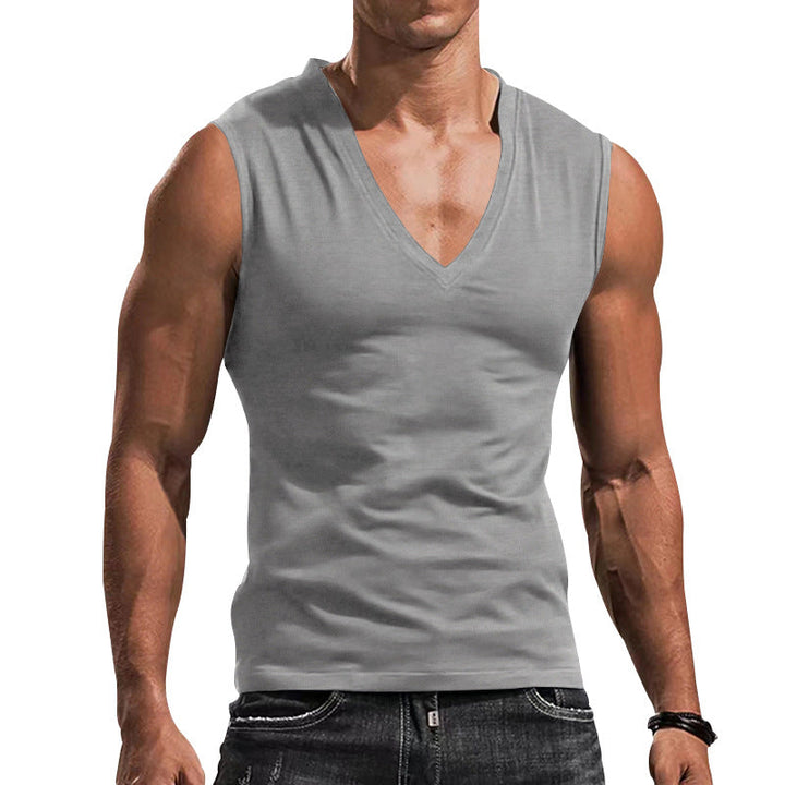 Herren ärmelloses V-Ausschnitt T-Shirt aus atmungsaktivem Material W&W Mode