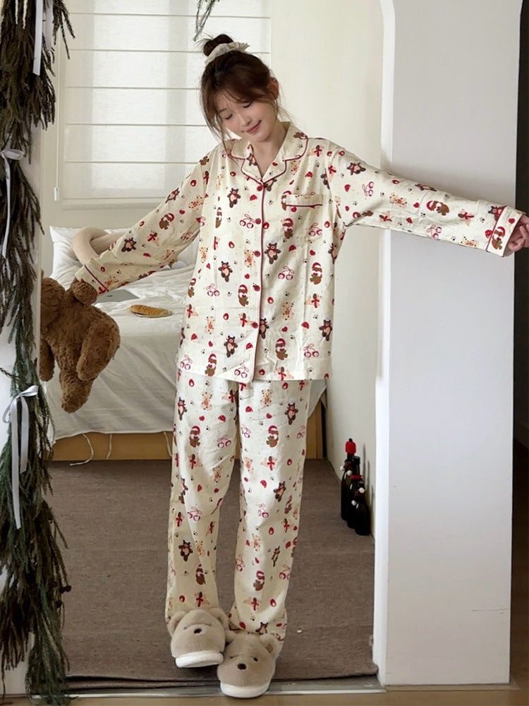 W&W Mode | Elegante rote Weihnachts-Pyjama - Damen
