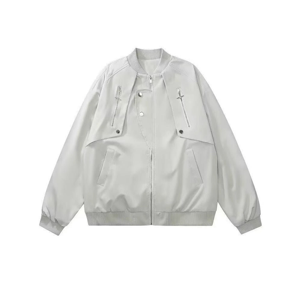Damen modische Bomberjacke mit funktionalen Reißverschlusstaschen und lockerer Passform W&W Mode