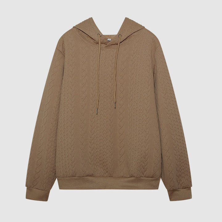 W&W Mode Jacquard Kapuze Schnürung langärmliges lockeres Sweatshirt