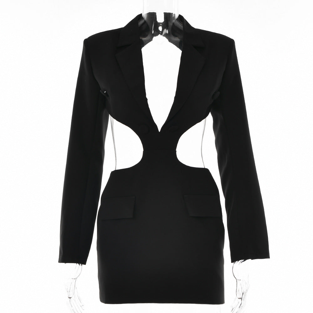 Damen Blazer-Kleid mit aufregendem Cut-Out-Design und kontrastierenden Details W&W Mode