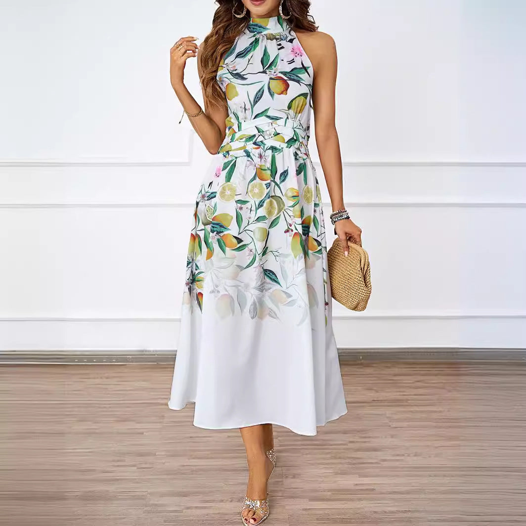 Damen Midi-Kleid mit Blumenmuster und asymmetrischem Saum W&W Mode
