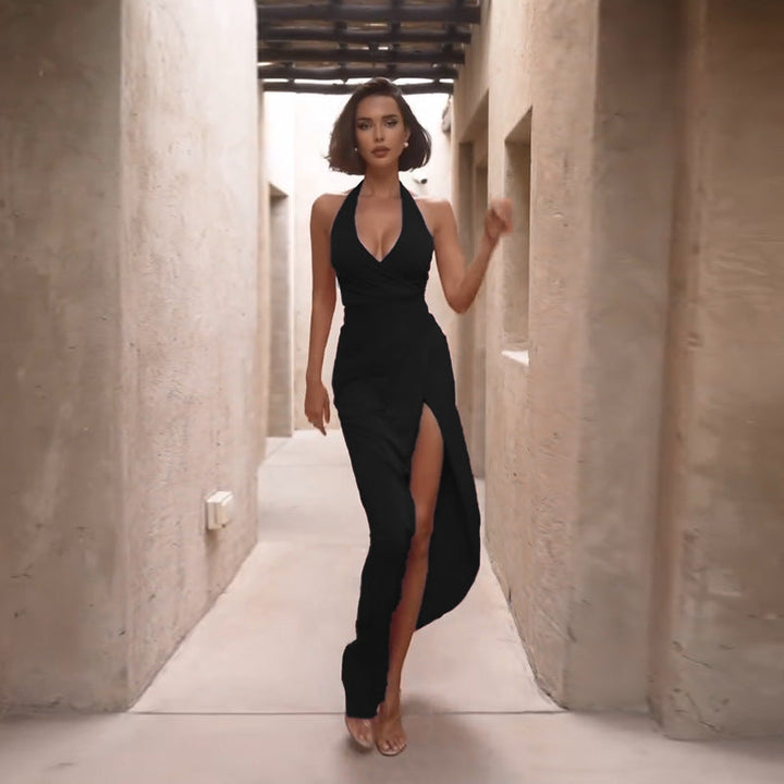 Damen Abendkleid mit verführerischem V-Ausschnitt und eleganter Drapierung W&W Mode
