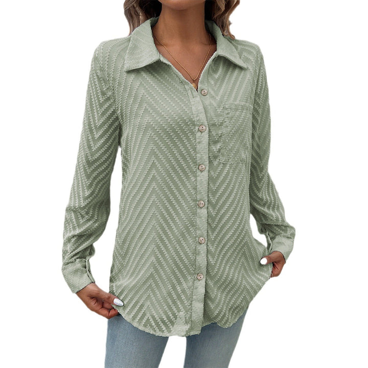 Damen Elegante Bluse mit transparenten Ärmeln und Knopfverschlüssen W&W Mode