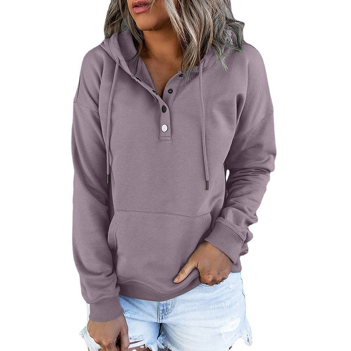 Damen Kapuzenpullover mit Knopfleiste und lässigem Schnitt W&W Mode