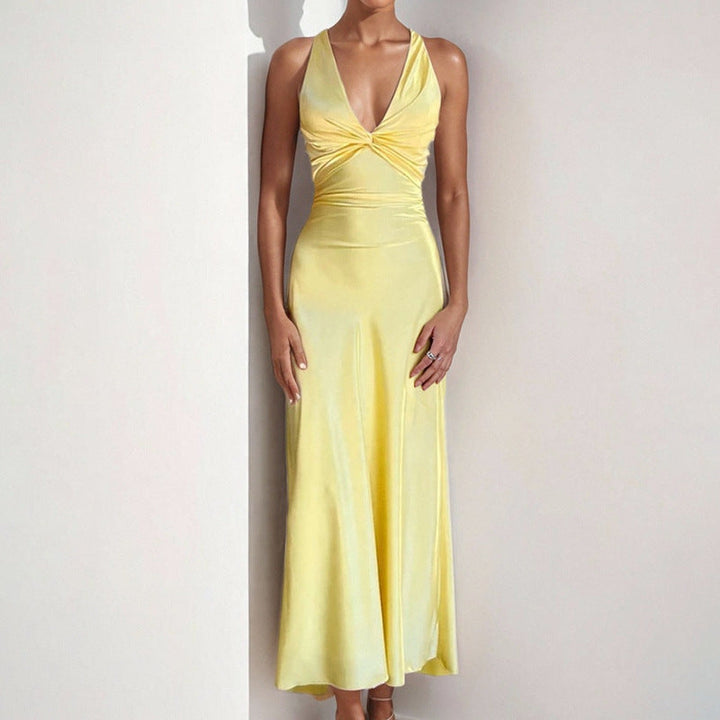 Damen Maxikleid mit tiefem V-Ausschnitt und modischen Cut-Outs W&W Mode